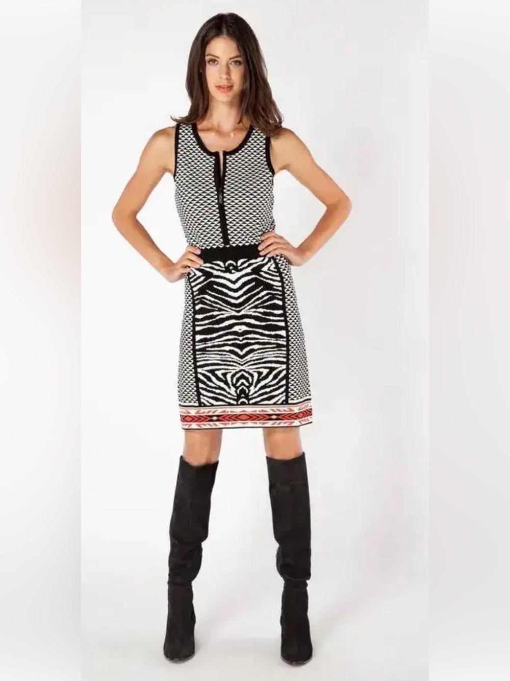 Hale Bob sleeveless dress- Small EUC Ledi Jackqard knit dress